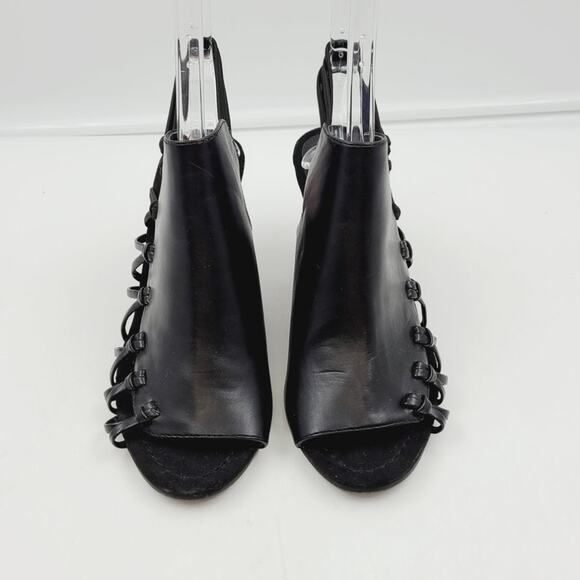 New York Transit Black Vegan Leather Wedge Sandal, Size 7 M  **NEW** - Picture 2 of 8